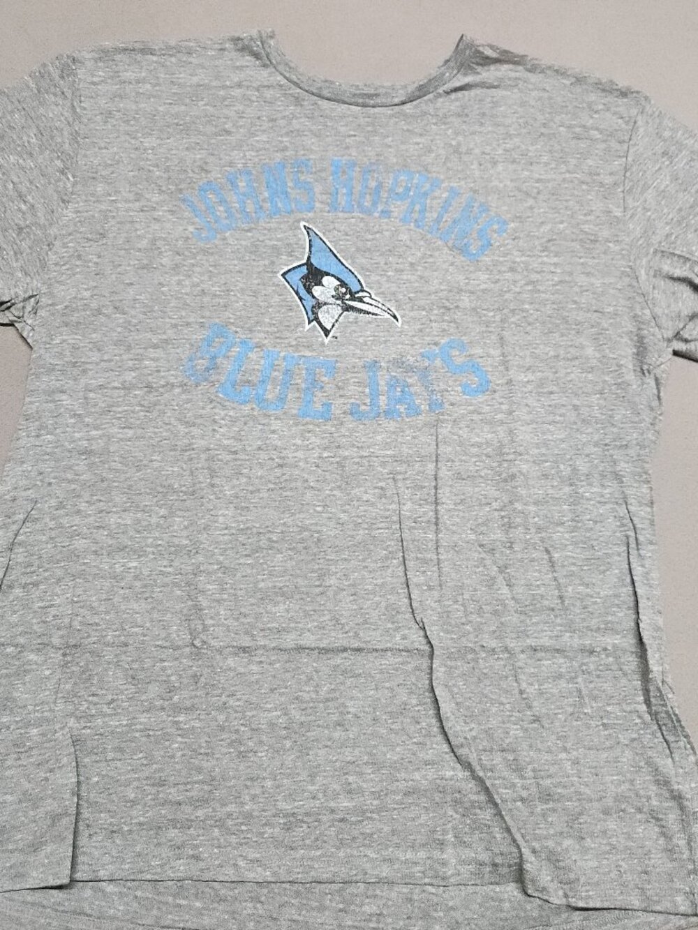 Adidas Johns Hopkins Blue Jays T Shirt XL Poly Cotton Rayon Collegiate Gray 133